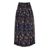 Chloé Chloe Blue Lurex Embroidered Silk Skirt