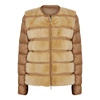 MONCLER CANNELLE BROWN FUR-TRIMMED QUILTED SHELL JACKET,3157695