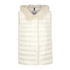 MONCLER BEURRE WHITE FUR-TRIMMED QUILTED SHELL GILET,3225361