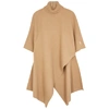 CHLOÉ CAMEL ASYMMETRIC CASHMERE CAPE,3125197