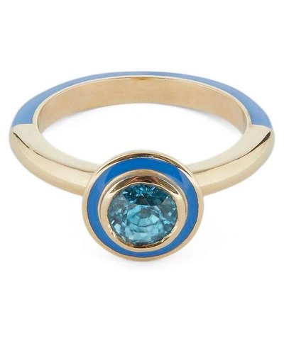 Alice Cicolini Gold Candy Lacquer Round Blue Zircon Ring