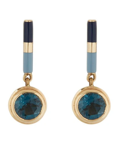 Alice Cicolini Gold Candy Lacquer London Blue Topaz Bar Drop Earrings
