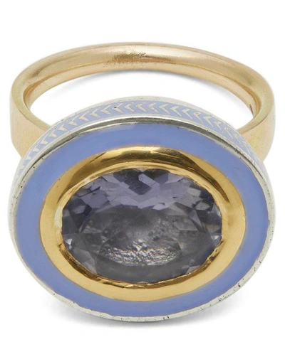 Alice Cicolini Gold Silver Tile Oval Iolite Ring