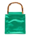 Hai Bamboo Handle Silk Bag In Emerald Green