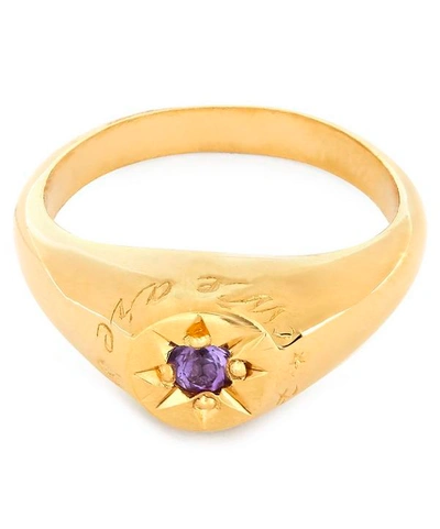 Alex Monroe Gold-plated Amethyst Birthstone Ring