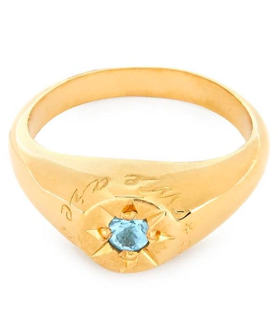 Alex Monroe Gold-plated Aquamarine Birthstone Ring