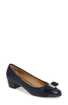 Ferragamo Women's Vara Quilted Leather Block Heel Pumps In Blue
