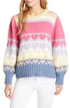 LOVESHACKFANCY SHIRELLE HEART PATTERN BALLOON SLEEVE SWEATER,LK178-498