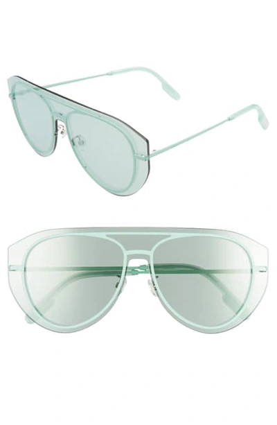 Kenzo 147mm Aviator Shield Sunglasses In Matte Light Green/ Green