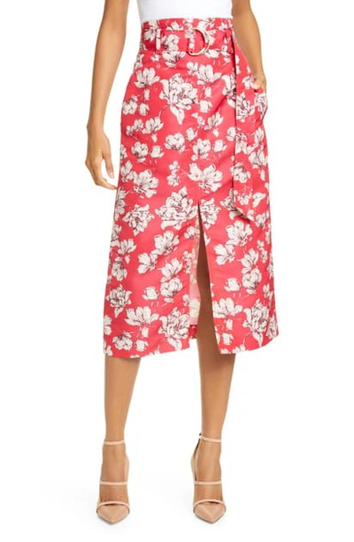 Amur Odina Floral Print High Waist Skirt In Raspberry Wild Rose