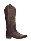 CORAL BLUE TEXAN BOOTS IN BROWN LEATHER,11164679