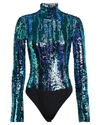 ALIX NYC Madison Sequin Turtleneck Bodysuit,060050004526