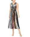 JULIA JORDAN JULIA JORDAN SEQUINED-STRIPE MIDI DRESS