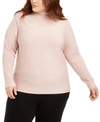 EILEEN FISHER PLUS SIZE WOOL RIBBED FUNNEL-NECK SWEATER