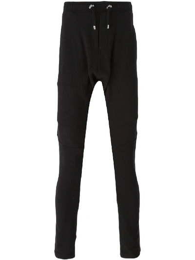 Balmain Drop-crotch Track Pants In Black