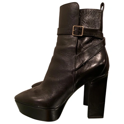 Pre-owned Saint Laurent Leather Buckled Boots In Black | ModeSens