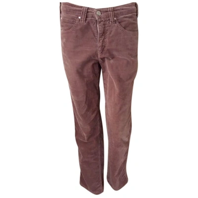 Pre-owned Armani Jeans Velvet Straight Pants In Brown