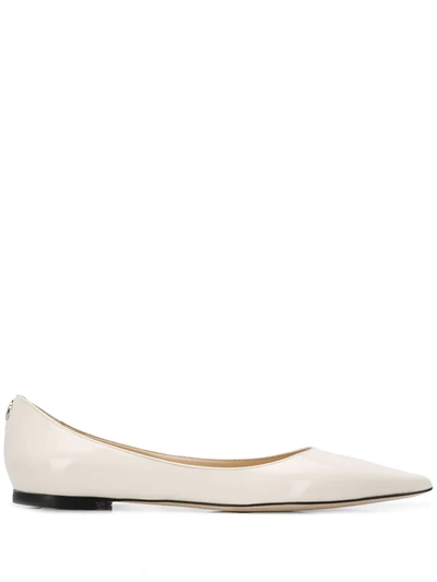 Jimmy Choo Love Flat Patent-leather Ballet Flats In Neutral