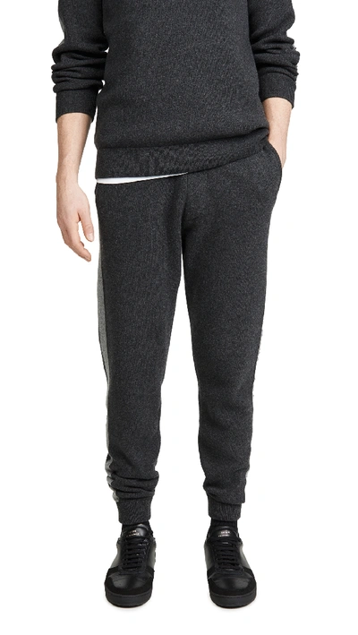 Theory Astine Wool Cashmere Track Trousers In Dark Charcoal/grey Heather
