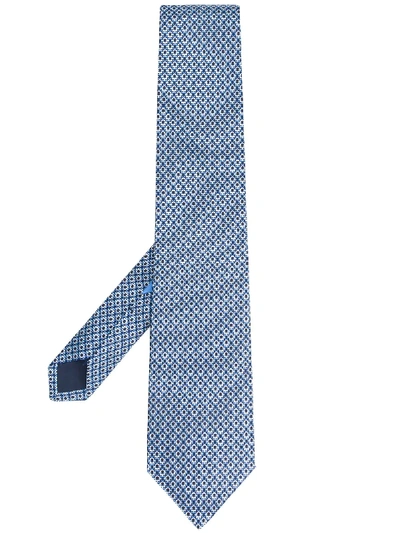 Ferragamo Monogram Print Tie In Blue