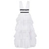 TRUE DECADENCE True Decadence White Plunge Front Tulle Layered Maxi Dress