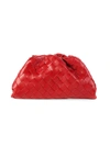 Bottega Veneta The Pouch Intrecciato Leather Clutch In Bright Red