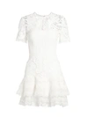 Simkhai Lace Applique Illusion Mini Dress In Black