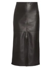 VICTORIA BECKHAM Fitted Box Pleat Leather Midi Skirt