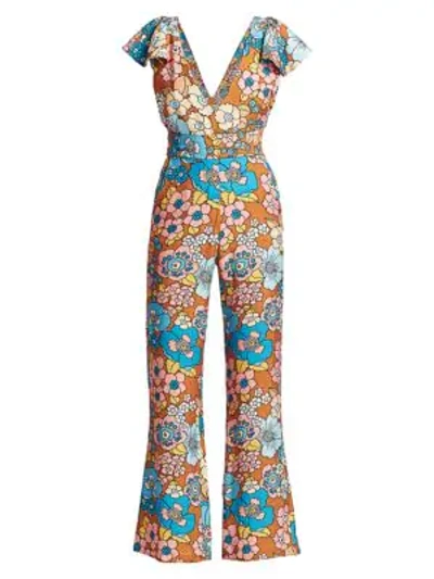 Dodo Bar Or Jenny Floral-print Crinkled-voile Jumpsuit In Flower Brown