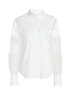 BRUNELLO CUCINELLI Monili Pleated Organza-Sleeve Shirt