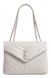 Saint Laurent Loulou Medium Ysl Matelasse Calfskin Flap-top Shoulder Bag In Granite
