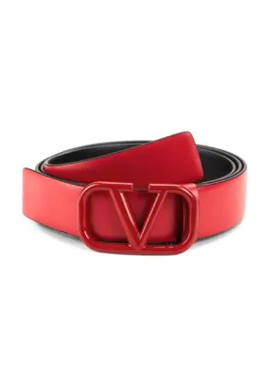Valentino Garavani Tonal V Logo Belt In Red