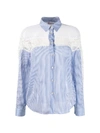 RED VALENTINO LACE PANELS STRIPED SHIRT,14700209