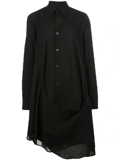 Y's Chiffon-panelled Longline Shirt In Black