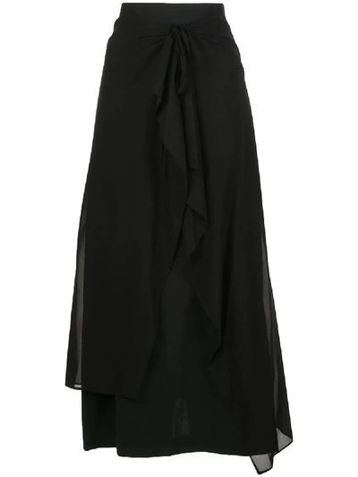 Y's Tie Front Skirt In Black