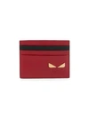 Fendi Monster Eye Leather Card Case In Red