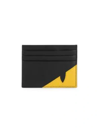 Fendi Monster Eye Leather Card Case In Black