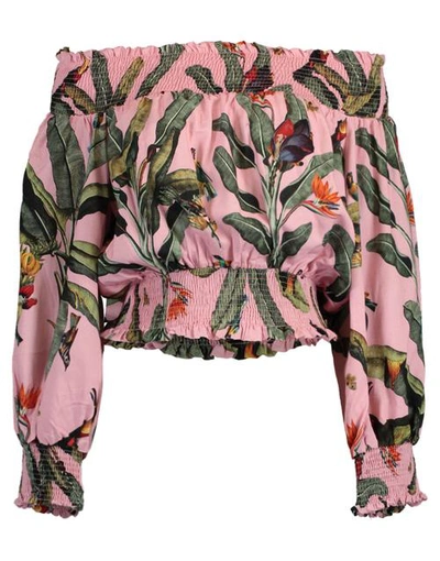Patbo Tropical Print Off-the-shoulder Top In Pop Pink