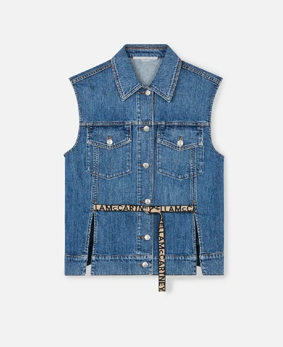 Stella Mccartney Stella Logo Denim Vest In Blue