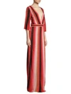 M MISSONI TEXTURED STRIPES PLUNGING MAXI DRESS,0400011690583