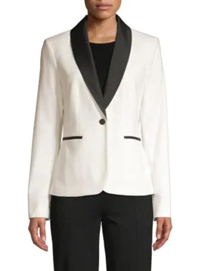 Calvin Klein Contrasting Button-front Blazer In Cream Black