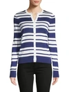 DOLCE & GABBANA STRIPED BUTTON-FRONT SILK CARDIGAN,0400011936525