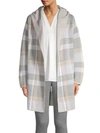 CALVIN KLEIN HOODED PLAID SWEATER JACKET,0400011485554