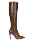 SAM EDELMAN Fraya 2 Knee-High Croc-Embossed Leather Boots