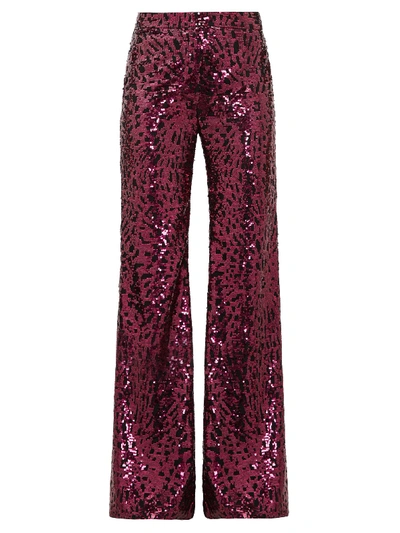 Halpern High-rise Wide-leg Sequined Pants In Pink