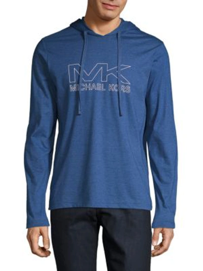 Michael Kors Graphic Cotton Hoodie In Marine Blue