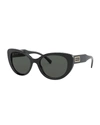 Versace Cat-eye Acetate Sunglasses In Black/ Grey Solid