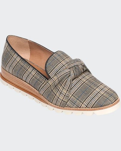 Bernardo Jansen Knotted Plaid Loafers In Glen Plaid