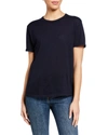 Co Cashmere Short Sleeve Knit Top In Navy