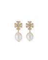 Tory Burch Kira Baroque Pearl Drop Earrings In Gold